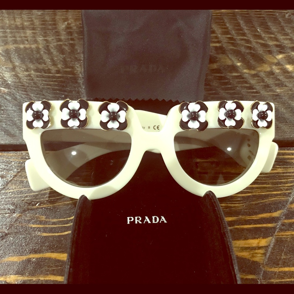 PRADA POEM + MUI MUI FLORAL CHUNKY SUNGLASSES NWOT